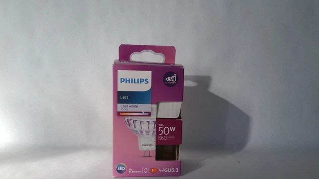 Ampoule LED Philips GU10 2.1W (équivalent 50W) 2700K Blanc Chaud 375 Lm – Classe A – Neuf