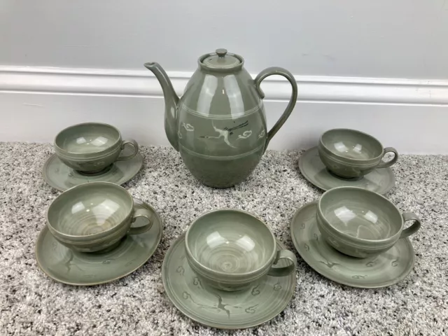 Korean Celadon Ewer Cups Saucers Pottery - Early EWHA Women's College