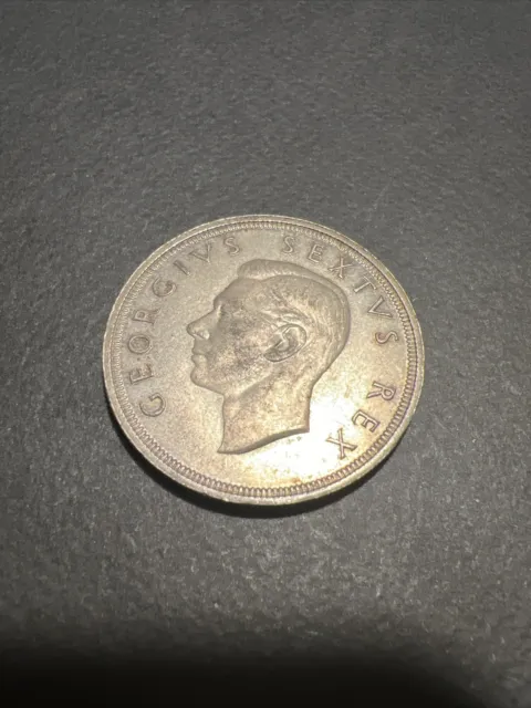 5 Shillings 1948  Südafrika George VI. 800er Silbermünze Springbock