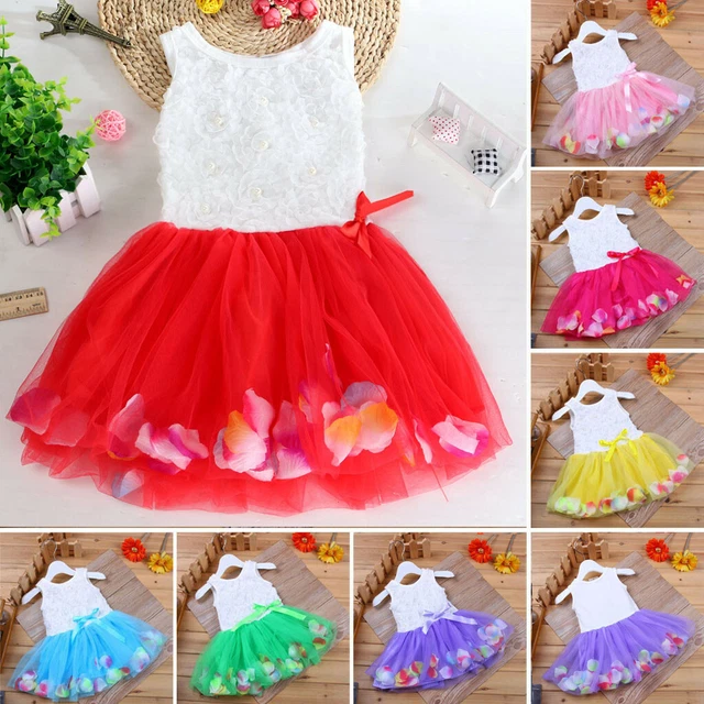 Abito tutù abito neonato neonata bambina nodo con fiocco petali abiti tulle