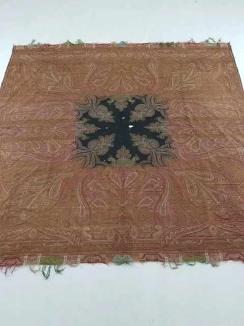 Antique 19TH Century Kashmir Style Paisley Romal Piano Shawl 169x161cms