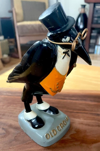 1940's OLD CROW WHISKEY Cast Iron Advertising Statue 6 1/2 Tall