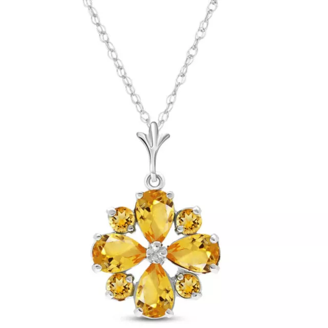 18K. SOLID GOLD NECKLACE WITH NATURAL CITRINES (White Gold)