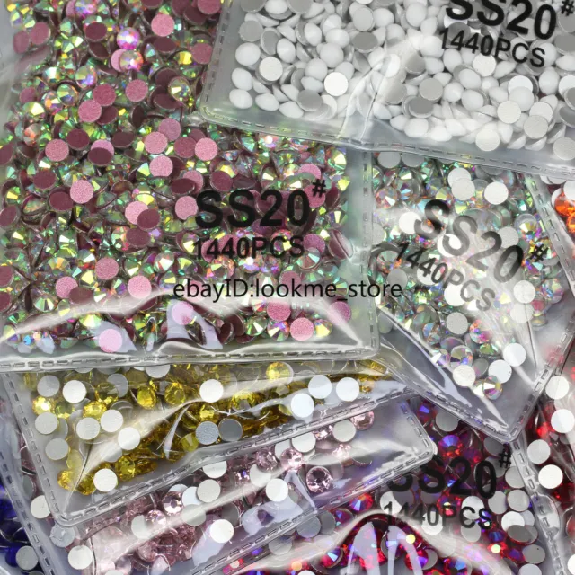 1440pcs 5mm ss20 Crystal Glass Flatback Rhinestones Gems Nail Art Crafts Beads