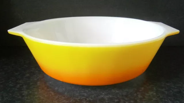 Vintage Jaj English Pyrex Glass Orange/Yellow Casserole Dish