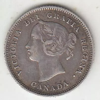 Better Date 1874-H Crosslet 4 Victoria Canada Five Cents Vf+