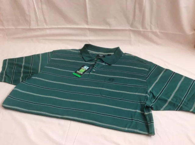 Maine Golf Wide Stripe Green Cotton Polo Shirt Size 3XL