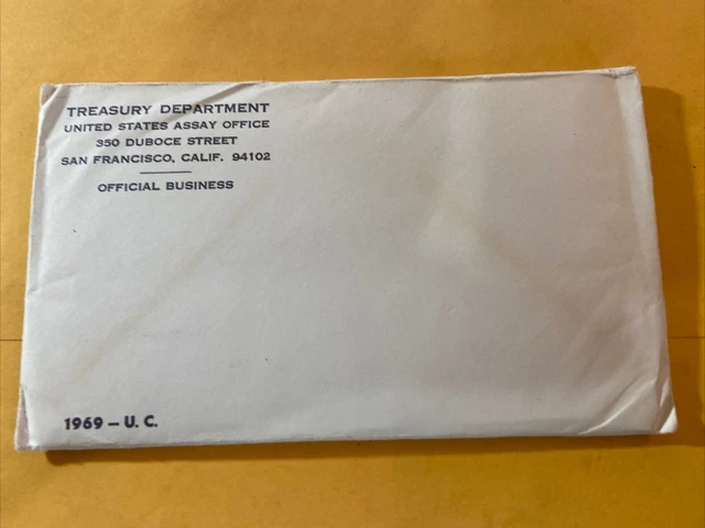 1969 U.S. Mint set Sealed/Unopened envelope 40% Sliver Half Dollar
