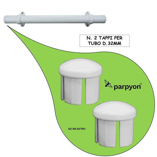 Tappi Alettati Tondi 32mm - Grigio, 5 Pezzi, Per Tubi, Protezione Estremità - Foto 3