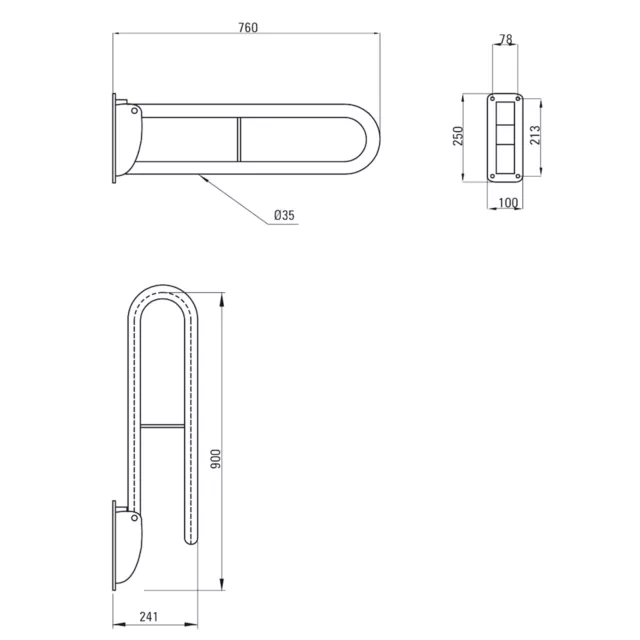 Klappgriff für WC - Toiletten Aufstehhilfe Stützgriff klappbare Haltestange 76cm 3
