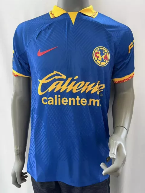 Nike Club America Home Authentic Match Player Jersey 22/23 w/ LIGA MX Patch  (Lemon Chiffon/Medium Blue)