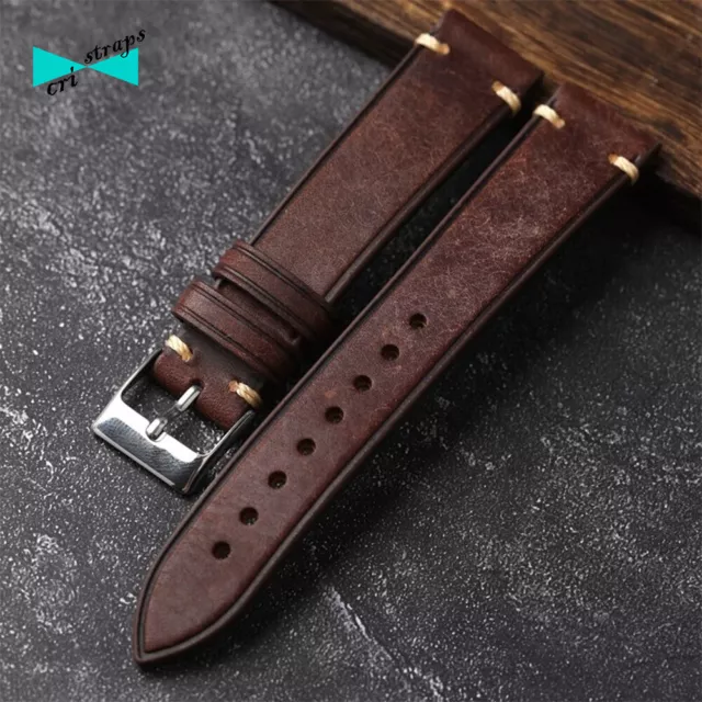 Cinturino orologio in vera pelle marrone scuro vintage da uomo 18 19 20 21 22 mm