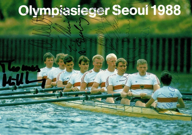 AUTOGRAMM ORIGINAL OLYMPIASIEGER 1988 Achter alle Unterschriften Rudern