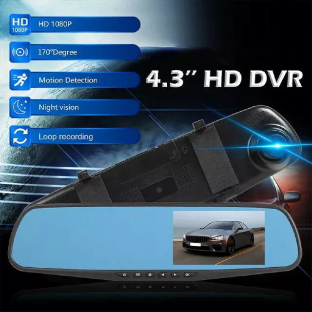 T0# Dual Lens Car DVR Loop Recording 4.3 Inch Dash Camera Rear View Motion Detec