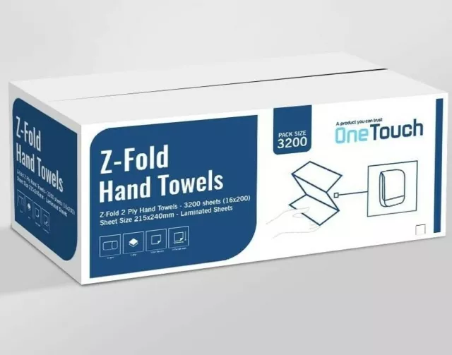 2Ply WHITE PAPER HAND TOWELS 2400 SHEETS Z FOLD MULTI FOLD PAPER