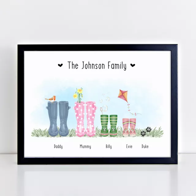 Personalised Welly Boot Print Family Gift Birthday Father's Day Mum Dad Gift