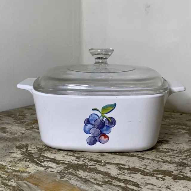 Corning Ware Fruit Basket Grapes Grape Cluster A-1.5-B Casserole Dish W/ Lid