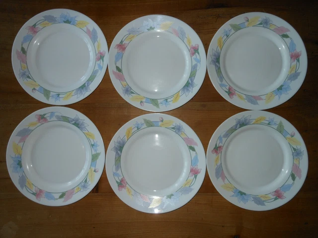6 assiettes à dessert au décor fleuri, vintage, Arcopal France - France