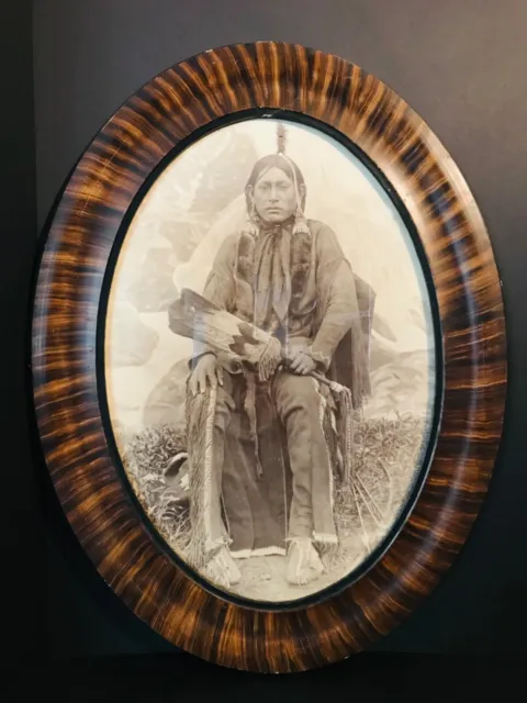 Amazing “Ahpeahtone” Kiowa Chief Framed Photograph From Oklahoma Estate,Excelent