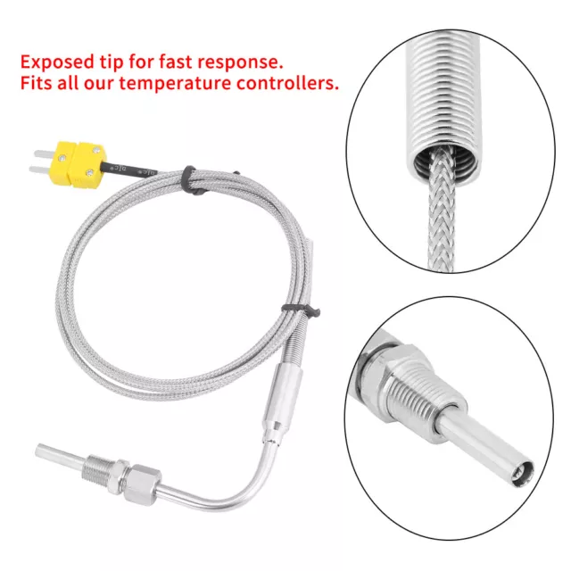 EGT Thermocouple K-type for Exhaust Gas Temp Probe+ Exposed Tip & Connector New