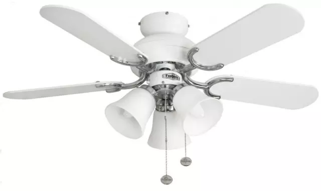 Fantasia Capri 36in Ceiling Fan & Light White & Stainless Steel 5 Blades 110538
