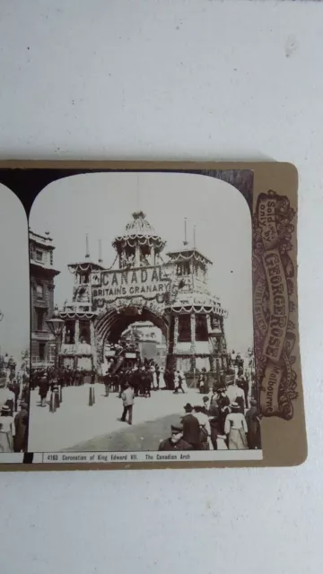 Antique George Rose Stereo Card Photograph Coronation King Edward Canadian Arch 2