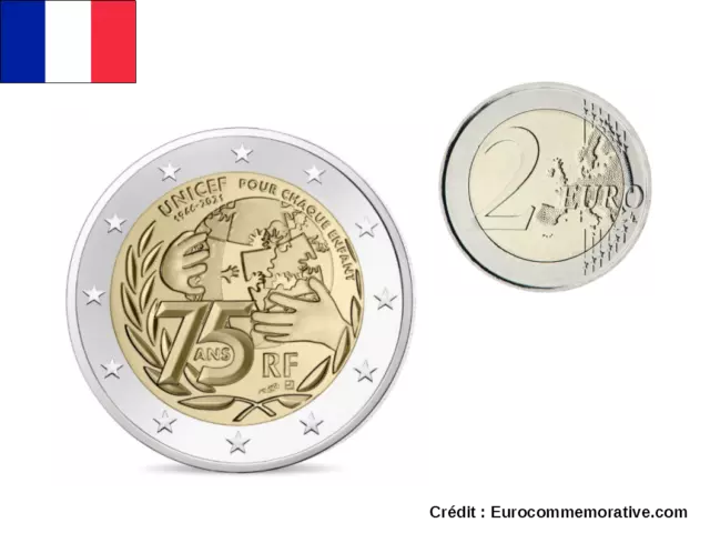 2 Euro Gedänk- Frankreich 2021 Unicef UNC