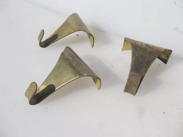 Victorian Brass Picture Rail Hook Moulding Hanging Antique Hooks Hangers Old x3