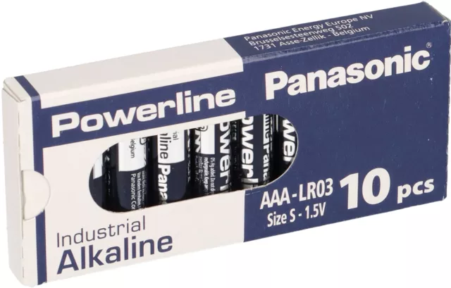 10x Micro AAA LR03 MN2400 Batterie Panasonic Powerline Industriel 1383mAh 10er