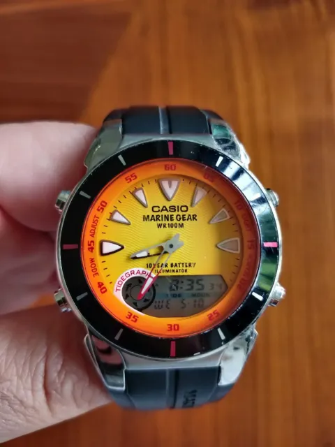Casio Marine Gear WR100M Illuminator Watch with tide graph moon phases MRP-700.