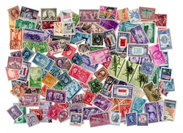 Off Paper Stamps American Rare USA Postage Postal Post Stamps Un-Sorted 100-400