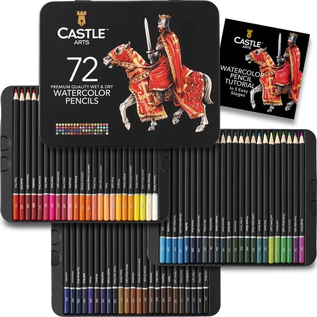 Castle Art Supplies Estuche 72 Lápices De Acuarela | Pigmentos Intensos Premium