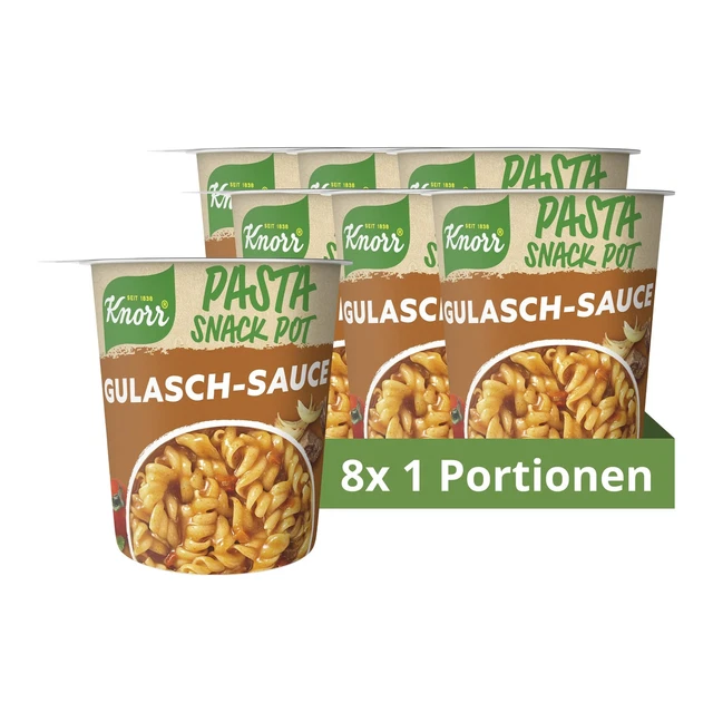 Knorr pasta snack pentola salsa gulasch deliziosa pasta istantanea 7x 60g NUOVO MHD 4/24