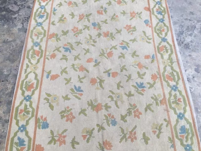 Vintage French Aubusson Hand Knotted Rug Needlepoint Floral Kilim Rug 170x106 cm 3