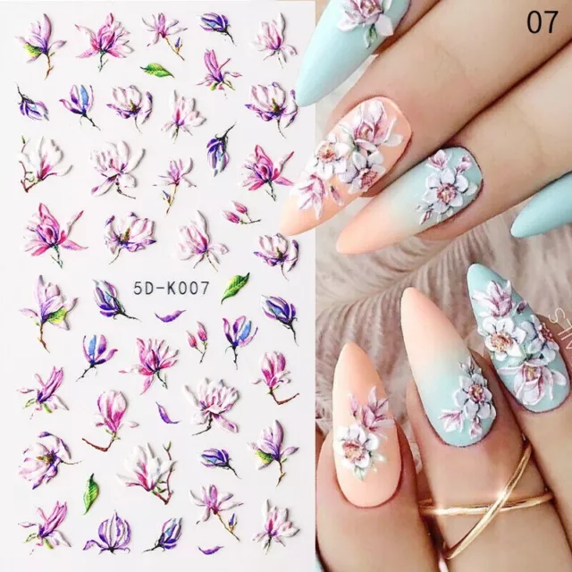 5D Nail Art Aufkleber Frühling Sommer Blumen Blumen Wasser Aufkleber Dekoration (K007)