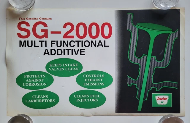 VTG 1980'S SINCLAIR OIL GAS STATION SIGN POSTER 20x12 ADVERTISING DINO AUTO RARE