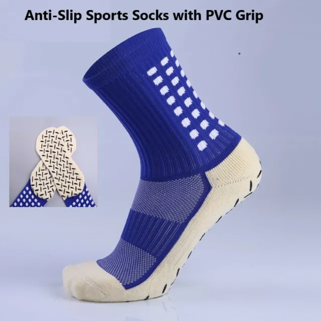 Sports Socks Anti-slip Non-slip Anti-skid Hospital Soccer football gripdots blue