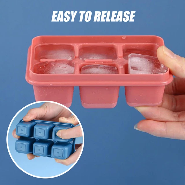 W&P Vassoio Per Congelatore In Silicone Con Coperchio - Confezione Da 3 Vaschette Per Ghiaccio, Impilabile E Salvaspazio, Privo Di BPA