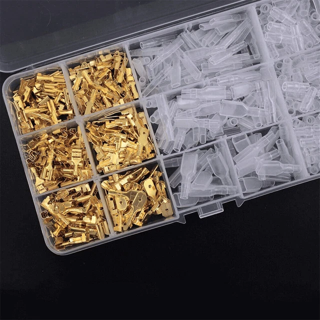 270pcs Male & Female Spade Crimp Terminal Connectors & Insulating Sleeves