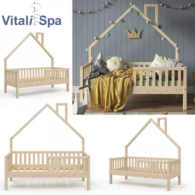 Cama en forma de casa infantil cama jugar Noemi 70x140cm protección VitaliSpa