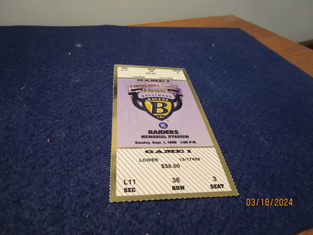 Sept. 1 1996 Baltimore Ravens Inaugural Game vs Raiders Ray Lewis Debut WOW