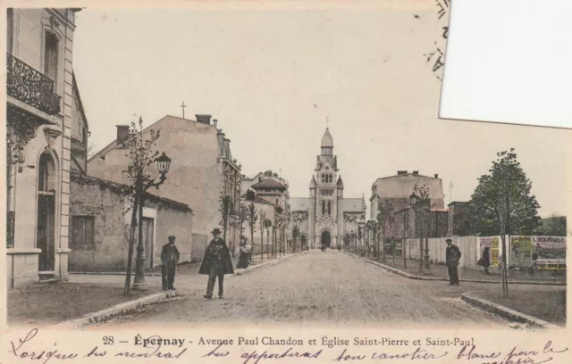 CPA 51 EPERNAY Avenue Paul Chandon et Eglise Saint Pierre et Saint Paul