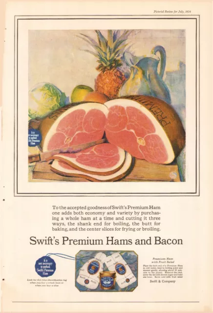 1924 SWIFTS PREMIUM HAM BACON & OLD DUTCH LG FORMAT 11x15 MAGAZINE ADS