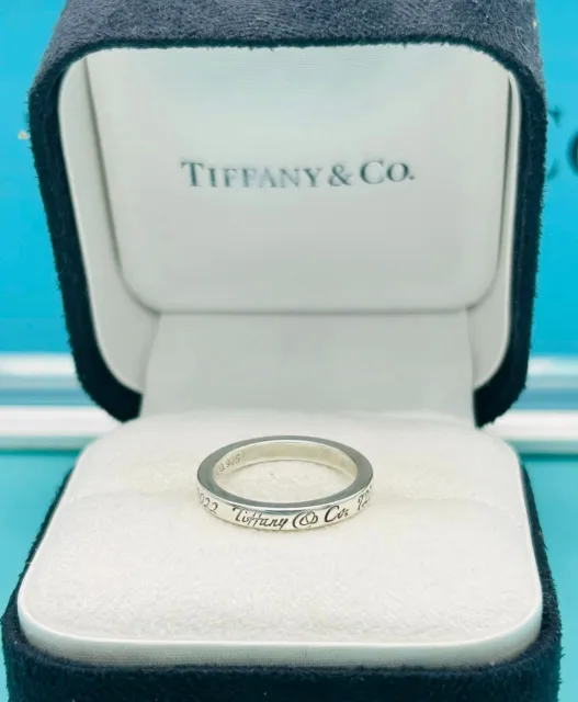 Tiffany & Co. Sterling Silver Notes 727 Fifth Avenue New York Ring Size 6"