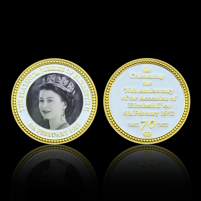 Queen Elizabeth II Platinum Jubilee 5 Gold Plated Coins The Royal Family Set