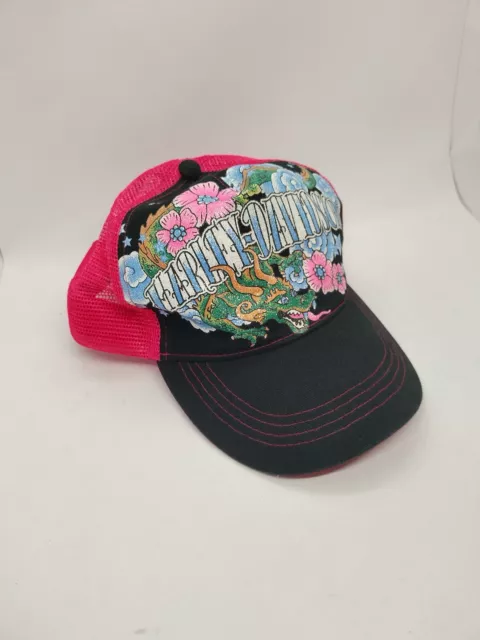 Harley-Davidson Girls Glitter Dragon Baseball Snap Back Trucker Hat Pink & Black