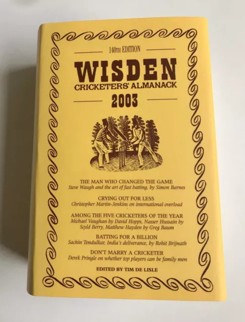 Wisden Cricketers' Almanack 2003 (Hardback). Very good condition, Replacement DJ