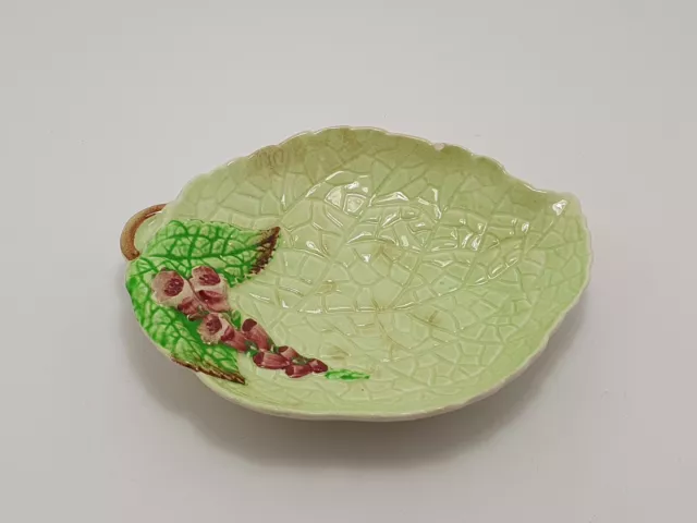 Vintage Carlton Ware Hand Painted Foxglove Green Leaf Jam/Pin Dish