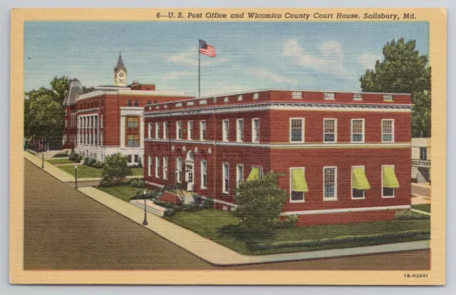 Post Office & Wicomico County Court House Salisbury Maryland MD Postcard