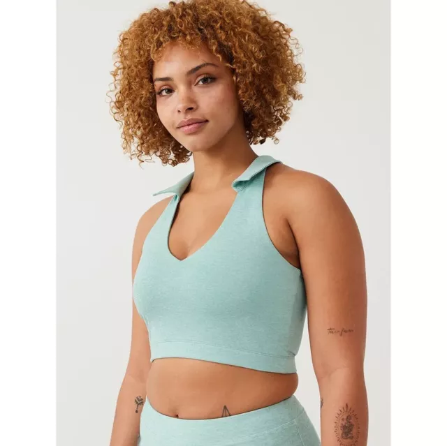 Outdoor Voices Warmup Collared Crop Top in Caribbean NWT